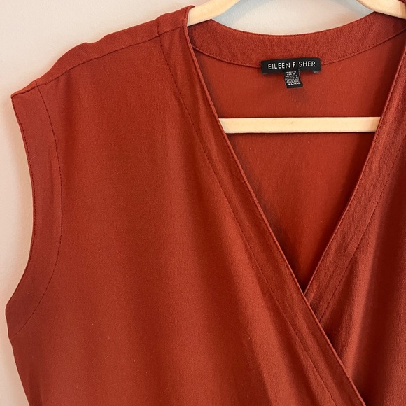 Eileen Fisher size XL Rust Sleeveless faux Wrap jumpsuit - Picture 4 of 4
